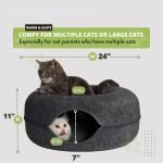 Multi-Cat Donut Cave Bed: 2-Zone Rest (Top Lounger + Hideaway Cave), 4 Colors