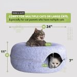 Multi-Cat Donut Cave Bed: 2-Zone Rest (Top Lounger + Hideaway Cave), 4 Colors