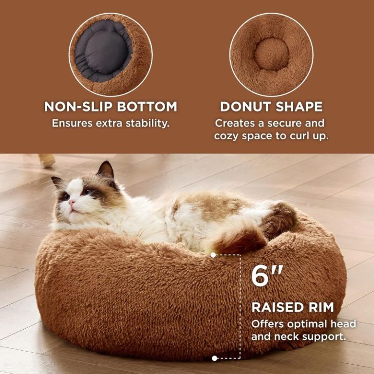Multi - Color Plush Donut Cat Beds: Soft, Snuggly, and Purrfectly Loved by Cats!