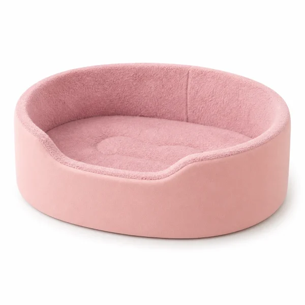 LowPurr Deep Green Oval Cat Bed for Large Curl-Up Sleepers white background product photo