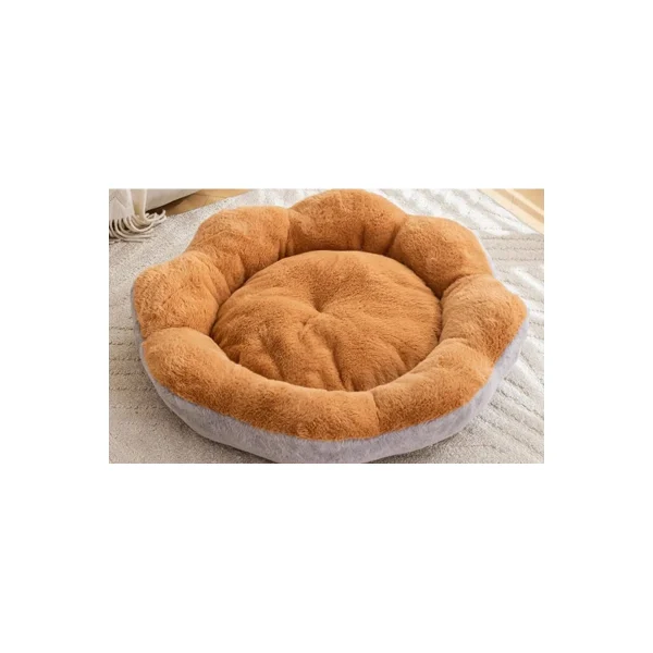 LowPurr Round Flower Bolster Cat Bed with Raised Petal Edge white background product photo