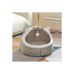 LowPurr Pudding Cat Cave Bed with Soft Gray House Shape product image 3
