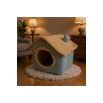 LowPurr Soft Gray House Cat Cave Bed with Wide Front Door - gray / 45 x 40 cm