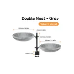 LowPurr Double Nest Desk Cat Bed with Clamp Stand - light gray / gray