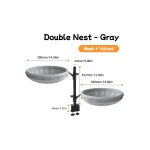 LowPurr Double Nest Desk Cat Bed with Clamp Stand - light gray / gray