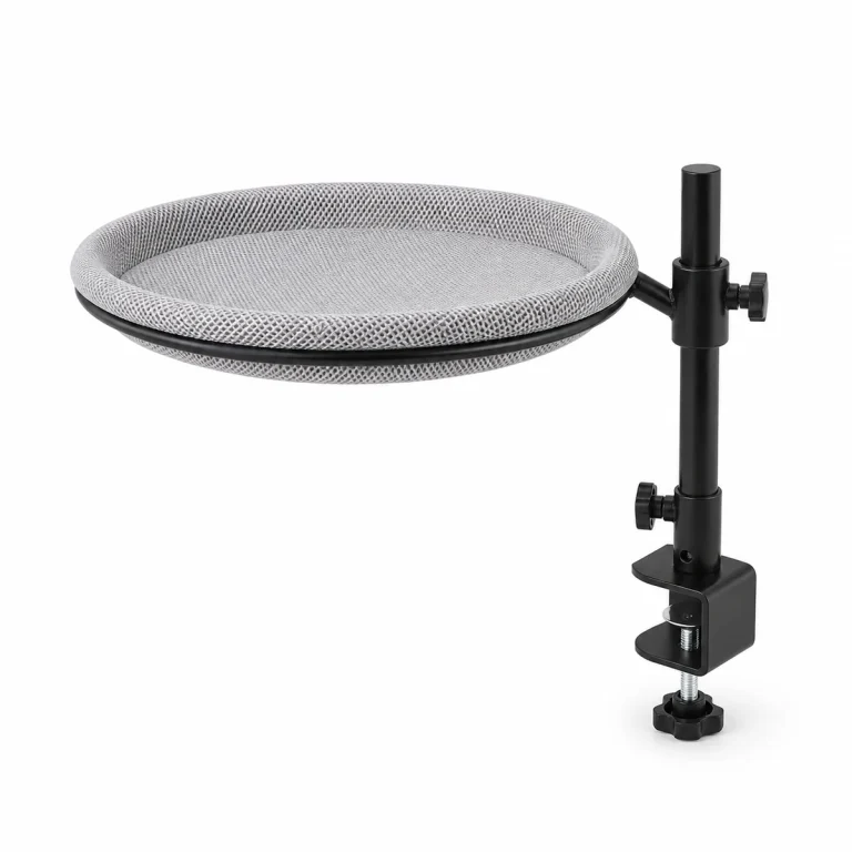 LowPurr Round Metal Desk Cat Bed for Four-Season Lounging white background product photo