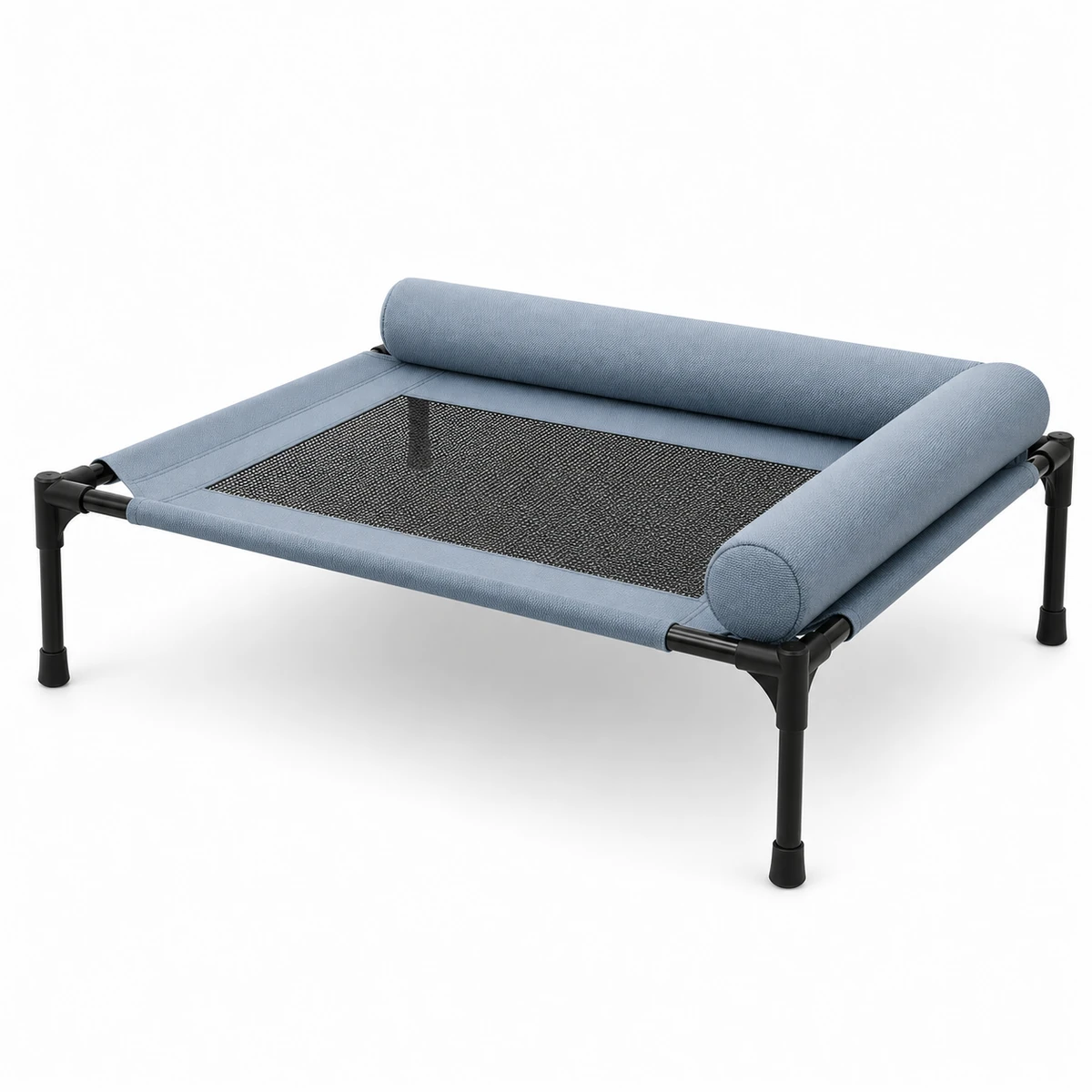 LowPurr Gray Raised Cat Cot with Bolster-Style Side Rails LowPurr Gray Raised Cat Cot with Bolster-Style Side Rails white background product photo