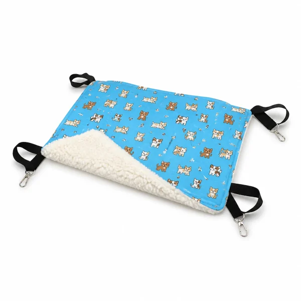 LowPurr Blue Pattern Hanging Cat Hammock for Chairs or Cages white background product photo