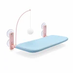 LowPurr Blue Window Shelf Cat Hammock with Soft Flat Surface white background product photo