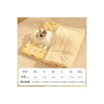 LowPurr Quilted Cream Floor Cat Bed for Large Stretching Cats - variant