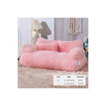 LowPurr Plush Sofa Cat Bed with Wide Armrests for Large Cats - gray