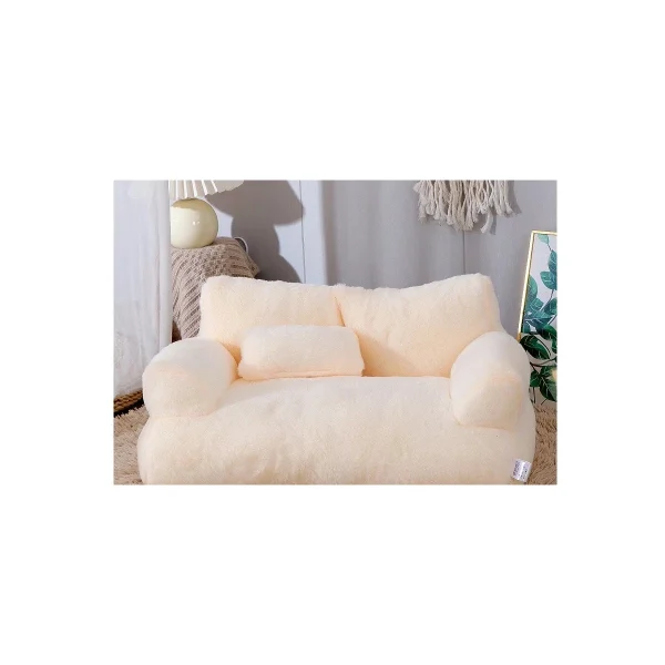 LowPurr Plush Sofa Cat Bed with Wide Armrests for Large Cats white background product photo