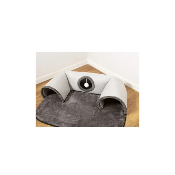LowPurr Two-Door Foldable Cube Cat House with Soft Mat white background product photo