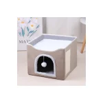 LowPurr Foldable Cube Cat House with Scratch Panel and Window - green / 41 x 41 cm