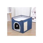 LowPurr Blue Foldable Cat House Bed with Side Window - gray / 41 x 41 cm