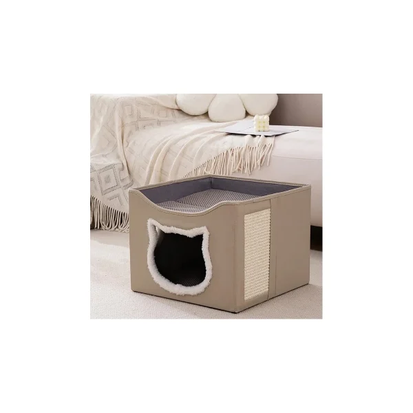 LowPurr Blue Foldable Cat House Bed with Side Window white background product photo