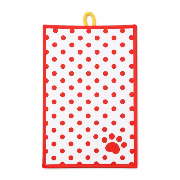 LowPurr Blue Dot Cooling Cat Mat with Low Flat Entry white background product photo