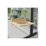 LowPurr Wood Window Perch Cat Bed with Clear Viewing Bowl - 40 x 40 cm / suction mount