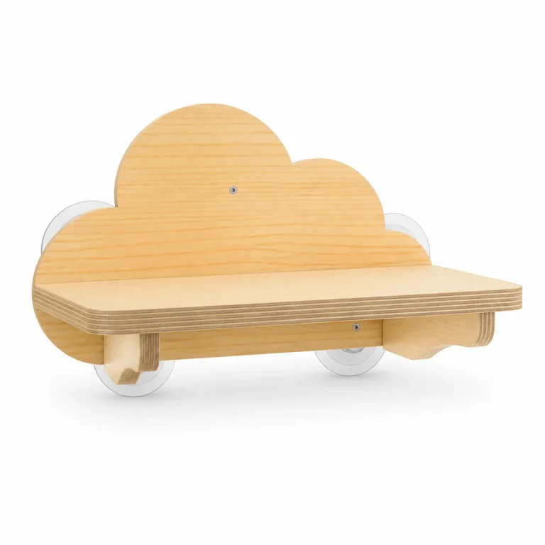 LowPurr Wood Window Perch Cat Bed with Clear Viewing Bowl white background product photo