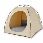 LowPurr Warm Tent Cat Cave Bed with Quilted Front Mat white background product photo
