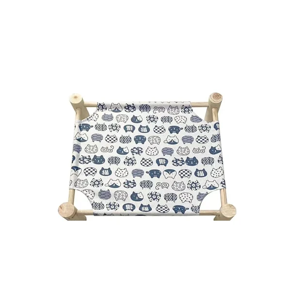 LowPurr Washable Avocado Canvas Cat Cot with Wooden Corner Frame white background product photo